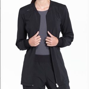 Cherokee Infinity Zip Front Black Scrubs Jacket